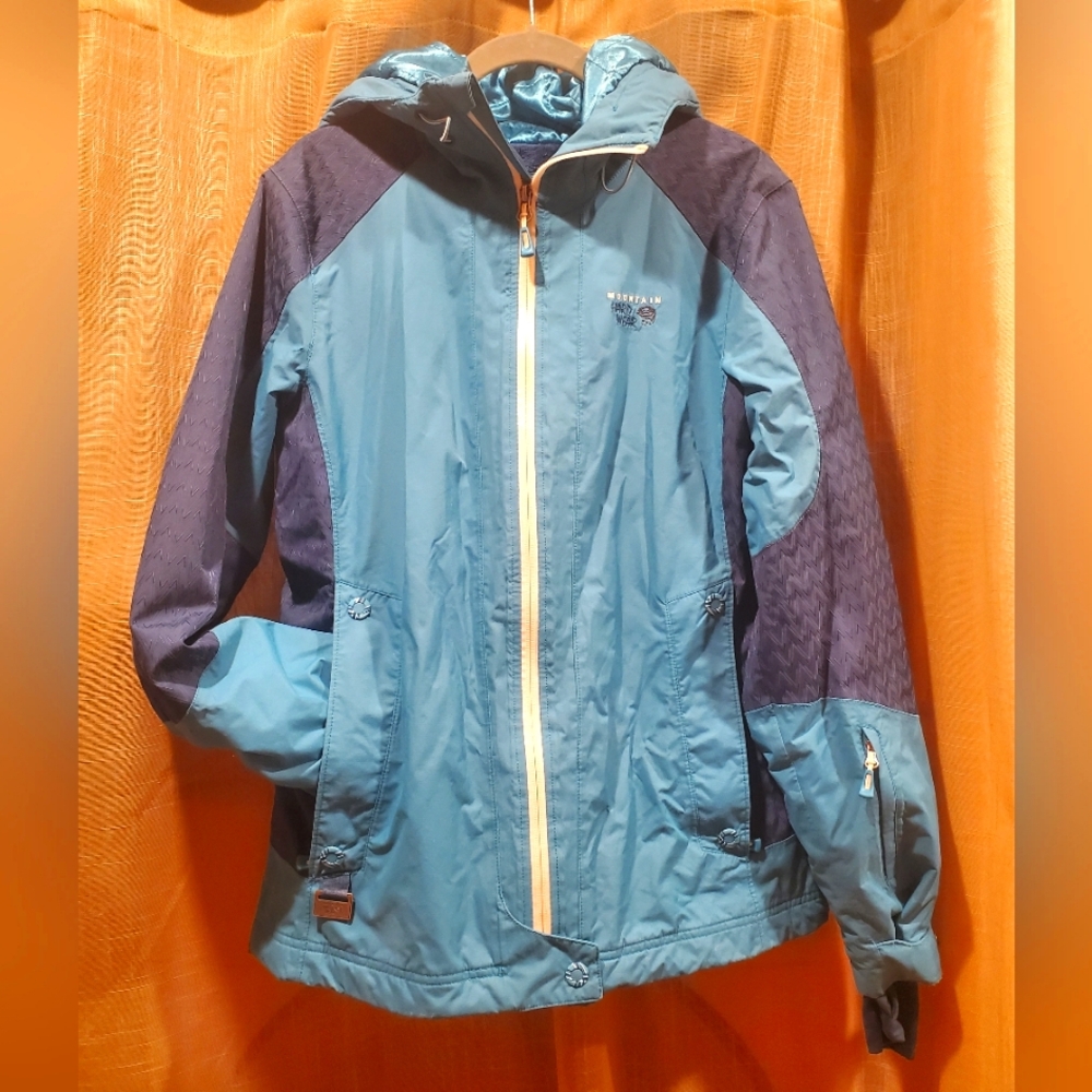 Mountain Hardwear Hooded, Insulated Snow Winter Jacket - Pockets! Teal/Navy, M